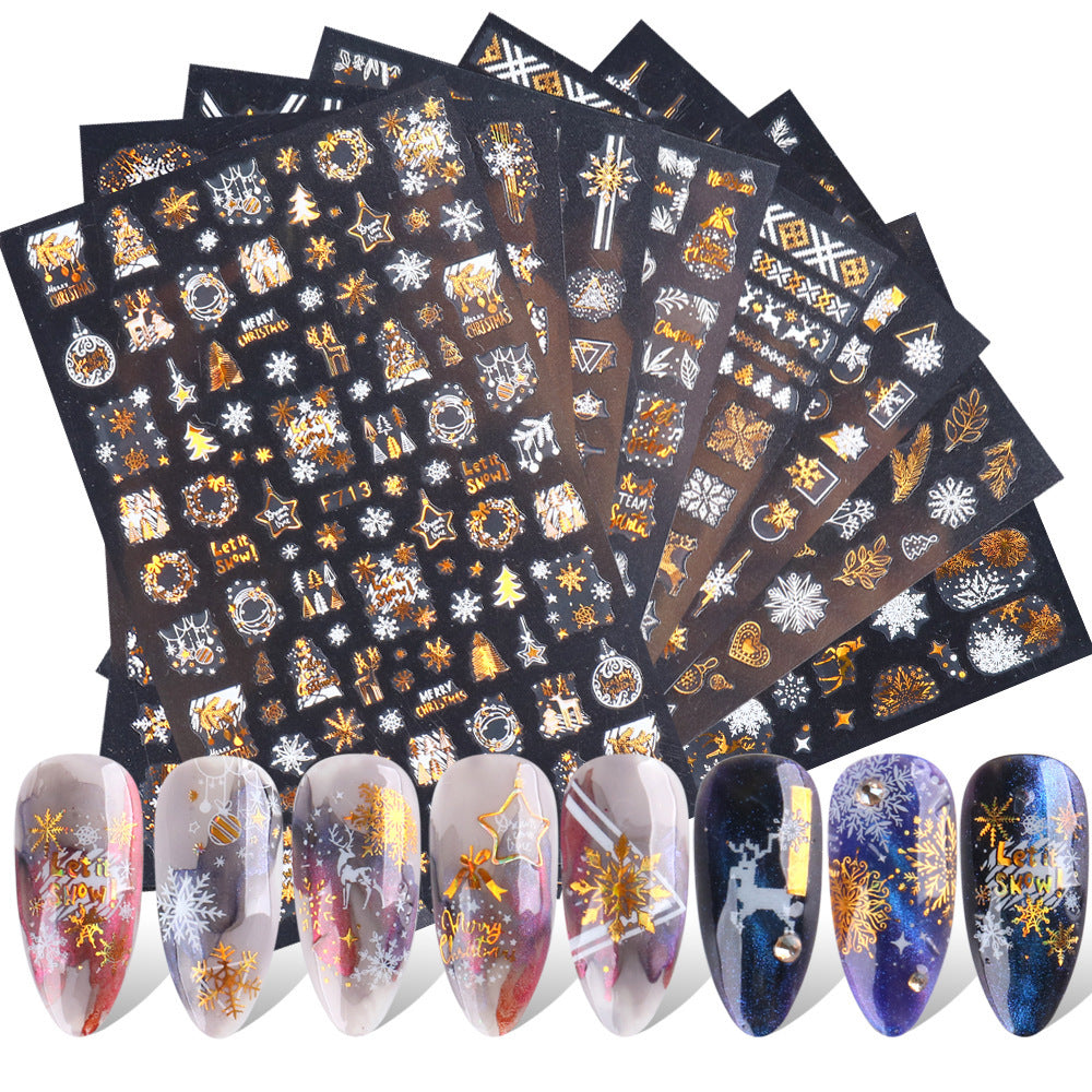 New Nail Stickers 3D Christmas Series Two-color Golden Laser Snowflake Thin Stickers Nail Art Design Nail Art Stickers New Nail Stickers 3D Christmas Series Two-color Golden Laser Snowflake Thin Stickers Nail Art Design Nail Art Stickers